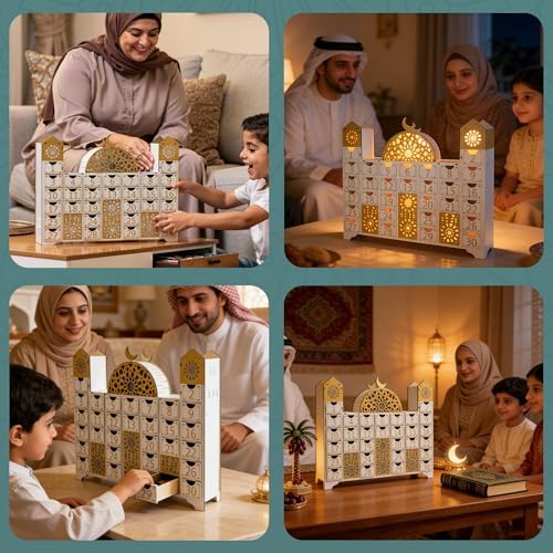 Ramadan Decorations, Wooden Countdown Calendar Mosque Advent Calendar Ramadan Decor Ramadan Gifts Eid Decor - Image 7