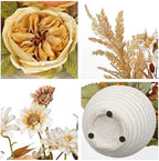 Artificial Fall Floral Centerpiece with Vase, Fake Flowers for Autumn Table Decorations, Silk Rose & Maple Leaves Arrangement, Rustic Cement Vase Harvest Decor for Dining Table, Kitchen, Living Room - Image 3