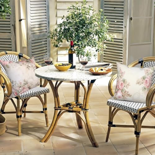 4 Pcs/Set Floral Pillow Covers Spring Poppy Rose Flowers Vintage Plants Watercolor Rustic Valentine Throw Pillow Covers for Outdoor Home Couch Sofa Bedroom Farmhouse Decor, 22"x22" - Image 6