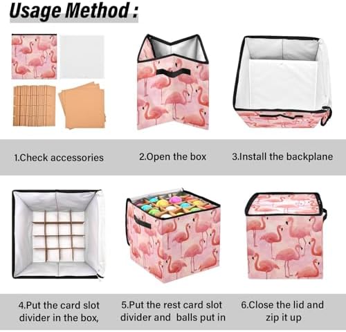 Colorful Flamingos on Pink Christmas Ornament Storage,Stores up to 64 Holiday Ornament,Adjustable Dividers,Zippered Top,Two Handles Attractive Storage Box Keeps Decorations Clean - Image 5