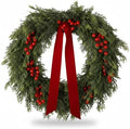 Suncalla 24'' Artificial Cedar Wreath for Front Door Christmas Wreaths Faux Cedar Decorated with Berry and Ribbons Xmas Wreath for Indoor Window Holiday Decor by Unknown