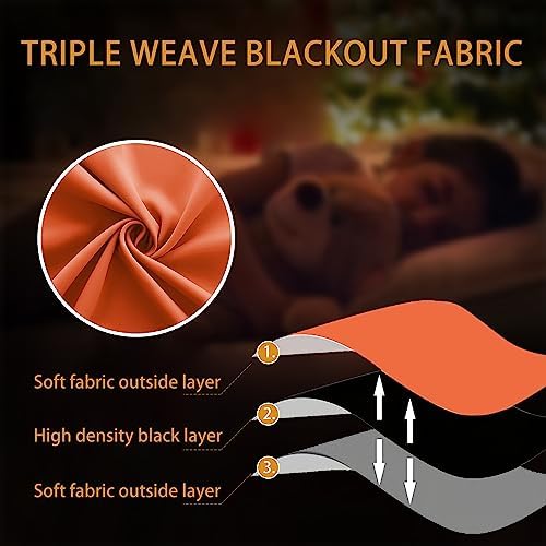 KOUFALL 52x63 Inch Length Orange Blackout Curtains for Living Room - Image 6
