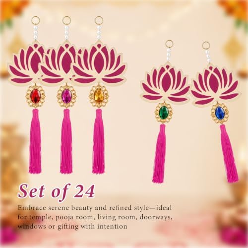AceOrbit 24 Pcs Multicolor Lotus Diwali Hanging Decorations for Home - Image 3