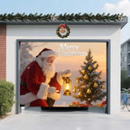 Christmas Garage Door Banner – Santa Claus, Xmas Tree & Gift Boxes, Large Waterproof Reusable Outdoor Holiday Cover for Home, Yard, Party & Photo Backdrop,8 × 7ft/2.4 × 2.1m - Image 4