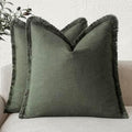 Foindtower Decorative Linen Fringe Throw Pillow Covers 20×20 Dark Green by Foindtower