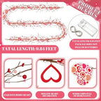 Thiccywoov 9.84 ft Valentine's Day Garland Valentines Day Wreath Decor Red Pink White Berry Heart Garland with LED Lights Artificial Vine for Valentines Wedding Anniversary Door Fireplace Home Decor - Image 3