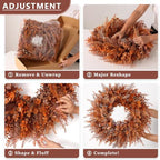 26" Artificial Fall Eucalyptus & Fern Wreath for Front Door Decor(Orange) - Image 5