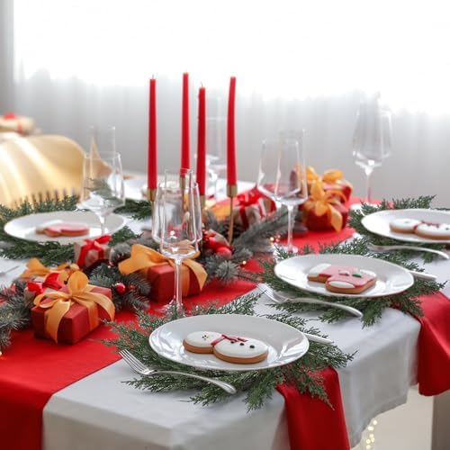 Christmas Round Placemats Set of 6 Artificial Cedar Wreath Charger - Image 3
