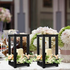 Hushee 30 Pcs Wooden Wedding Lantern Centerpiece Candles Wreaths Set,Black - Image 6