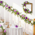 Livole 2Pcs 12 Ft Flower Garland Decoracion Purple Peony Floral Garland - Image 6
