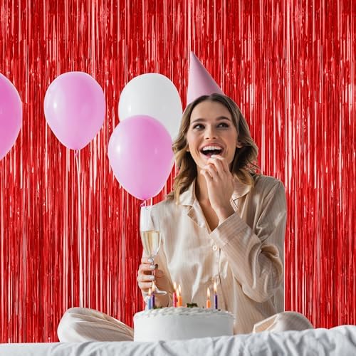 ZATAYE 12 Pack Red Valentines Christmas Foil Curtain Streamer Decorations - Image 7