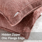 DEZENE Pack of 2 Dusty Pink Decorative Throw Pillow Covers 22x22 Cozy Soft Chenille Accent Vintage Square Couch Pillow Covers for Home Decor Bed Sofa Living Room - Image 2
