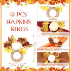 LemonRoad 36 Pcs Cloth Napkins and Napkin Ring Holders, Reusable Fabric for Table Decor Banquet Holiday Dinner Party Supply (Orange, Burgundy, Gold, Coffee, White,Fall) - Image 4