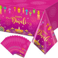 12 Pack Happy Diwali Disposable Tablecloth for Rectangle Tables 54×108 Inch by RAGNHILD