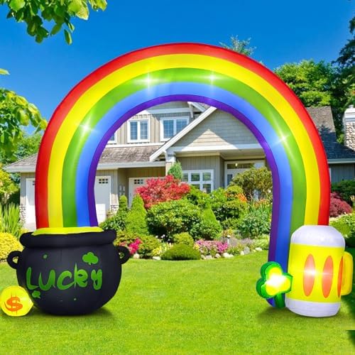 10 FT St Patricks Day Inflatables Outdoor Decorations Rainbow Archway by Danxilu