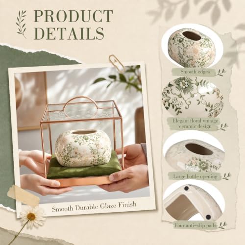 Vintage Ceramic Tissue Box Cover, Retro Tissue Holder, Green, Vintage - Image 3
