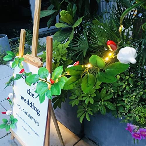 Artificial Chilli Plant Vine,Garlic Ivy Leaves Garland, 2M 20 LED Coper Wire Pepper String Light Wedding Birthday Indoor Decor Red Chili Fairy Light (Chilli, 4) - Image 3