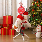 Geelin 39.37 Inches Inch Christmas Wooden Stocking Holder Stand Freestanding Christmas Stocking Stand Rack with 7 Hooks with Red Ribbon for Xmas Living Bedroom Room - Image 7