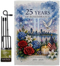 25 Years of Remembrance 9/11 Flag Stand Set September 11 25th Anniversary Patriot Day Yard Decor Memorial Gifts Commemorative Memorabilia Home Decorations Garden Remembrance Tribute Tapestry by Unknown