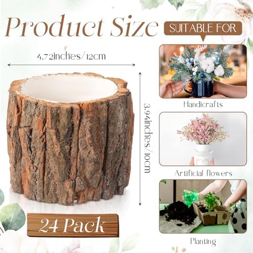 24 Pcs Wooden Vase for Centerpieces Wedding Flower, 4.7 Inch - Image 2