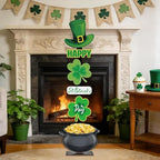Lawnldyll 4.3FT St. Patrick’s Day Wooden Porch Sign, Shamrock Leprechaun Hat Standing Decor with base, Irish-Themed Pot of Gold Welcome Sign for Front Door Yard Home Party Festival Holiday Decoration - Image 6
