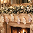 Yuntau 8 Pcs Crystal Christmas Hanging Ornaments, White Peacock - Image 6