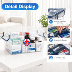 ANYPROLUS 15QT Clear Medicine Organizer Box with Handle, Plastic Medicine Container with Tray Empty First Aid Box, Thickened Medicine Storage Organizer Multipurpose Medication Organizer Storage, Blue - Image 4