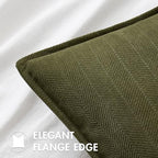 MIULEE Pack of 2 Olive Green Decorative Lumbar Chenille Pillow Covers 12x20 - Image 2