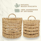 Set of 2 Wicker Hanging Basket for Organizing, Front Door, Mail, Flowers - Woven Wall Baskets for Storage - Image 6