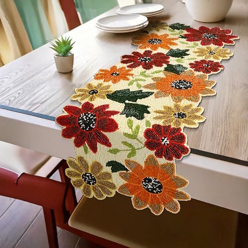 CLEENTABLE Beaded Coastal Table Runner, 13 x 36 in, Multi - Image 3
