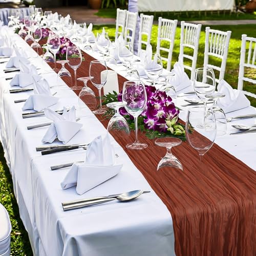 LemonRoad 4 Pcs 20ft Cheesecloth Table Runners Boho Gauze, Terracotta - Image 6