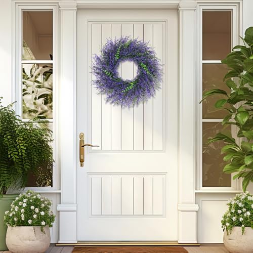 26 Inch Lavender Wreaths for Front Door, Spring Summer Wreath with Lavender - Image 2