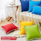 Red Scalloped Outdoor Throw Pillow Covers 18x18 Waterproof & Fade-Resistant - Image 6