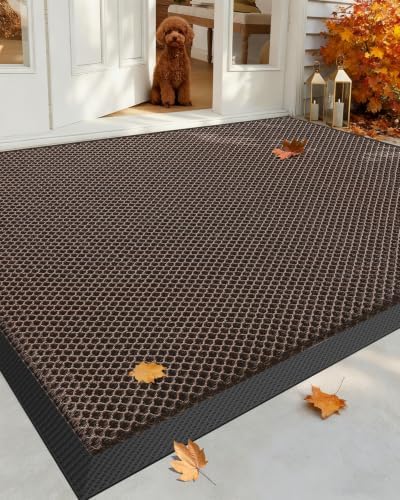 Color&Geometry Outside Welcome Front Door Mat, 36"x60" Brown by COLORG