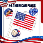 Newwiee 24 Pcs USA Handheld Flags on Stick 12 x 18 Inch American Flags with Safety Spear Top for 250th Anniversary Independence Memorial Day 4th of July Yard Garden Decoration (Usa Flag) - Image 2