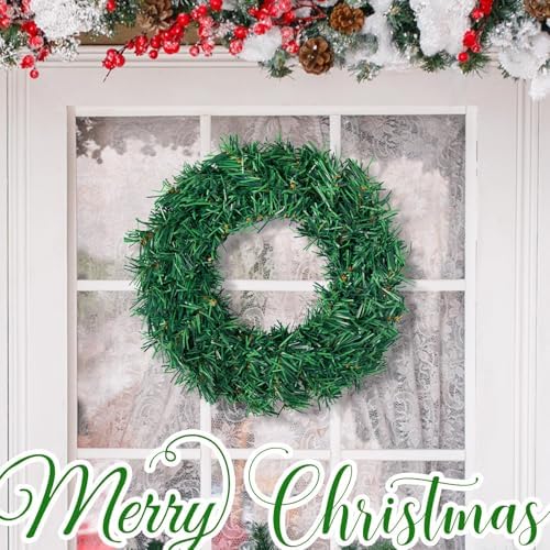 8 Pcs Christmas Wreath 10 Inch Green Artificial Wreaths DIY Faux Plain Wreaths Front Door Green Farmhouse Cabinets Wreath Indoor Outdoor Wall Decor(Fresh) - Image 5
