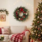 26" Lifelike Touch Artificial Christmas Pine Wreath for Front Door - Image 7