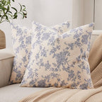 100% Cotton French Pastoral Throw Pillow Covers Set of 2, 24x24 Inch Double Sided/Blue, Farmhouse Decorative Cushion Covers for Sofa Bed Living Room Home Decor by Unknown