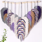 Amestrina Large Macrame Wall Hanging, Boho Chic Macrame Wall Decor, Bohemian Leaf Feather Macrame Wall Art, Handmade Macrame Wall Hanging Tapestry for Bedroom Living Room 31" Wx 31" L (Purple) by Amestrina