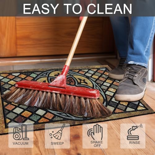 CHICHIC Welcome Door Mat 24 x 36 Inch Front Doormat Outdoors for Home Entrance Outdoors Mat for Outside Entry Way Doormat Entry Rugs, Heavy Duty Non Slip Rubber Back Low Profile, Petal - Image 5