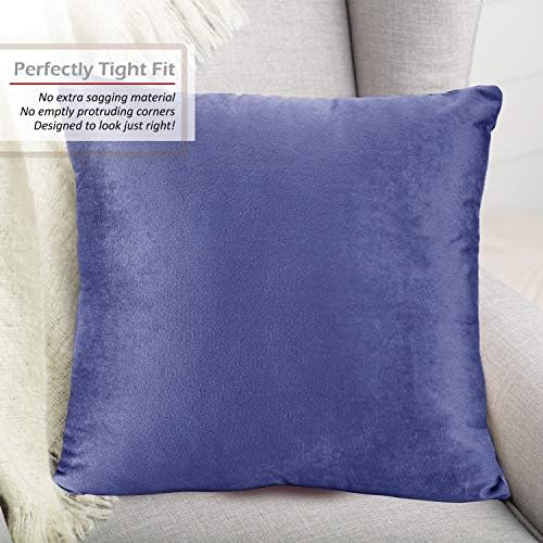 Nestl Throw Pillow Covers, Cozy Velvet Decorative Autumn Pillow Covers 22 x 22 Inches, Soft Solid Couch Pillow Covers for Sofa, Bed and Car, Set of 2 - Calm Blue - Image 4