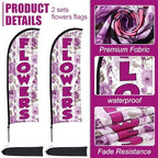 Buryeah 5 Sets Flower Banner Sign Kit Including 1 Flower Feather Flag 4 Double Sided Arrows Signs with Metal Stakes for Outside, Business Advertising, Directional Signage (Purple) - Image 6