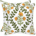 Alysheer Embroidered Decorative Throw Pillow Cover 18"x 18" Set of 2,Orange by Alysheer