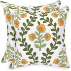 Alysheer Embroidered Decorative Throw Pillow Cover 18"x 18" Set of 2,Orange by Alysheer