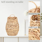 YRMT Water Hyacinth Woven Hanging Basket Wall Hanging Basket Decorative Front Door Basket Decor for Flower Plants Boho 15" x 10" - Image 5