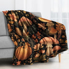 Fall Throw Blanket, Pumpkin Mushroom Leaf Fleece Blanket for Couch Bed Sofa, Autumn Botanical Blankets and Throws, Decor & Gifts, Super Soft Plush Flannel Blanket, 50x60 - Image 2