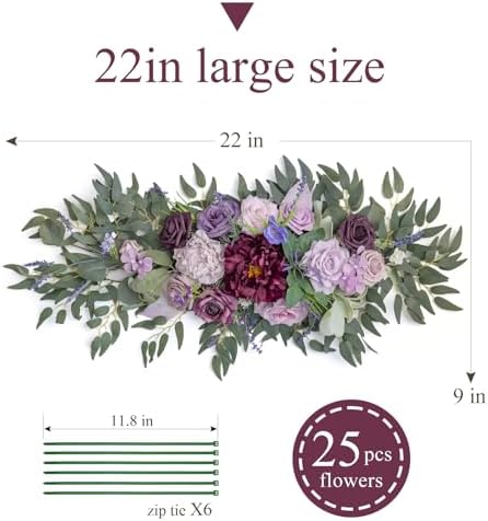 TINGE TIME Flower Garlands, 2 PCS Artificial Eucalyptus Garlands, Handcraft Artificial Rose Garland for Arch Wedding Sweetheart Table Ceremony Backdrop Decorations for Home (Lavender) - Image 2