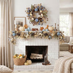 DecorbyHannah 18'' Fall Wreath for Front Door with Lights &Pumpkin Pinecone - Image 4