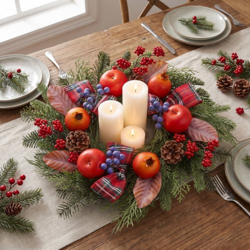 Cynkeyee Fall Wreath for Front Door - 20 in Farmhouse Porch Decor - Image 2