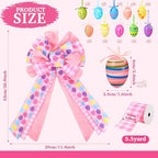 Halfchet 43 Pcs Easter Decorations Tree Ornaments Kit Easter Egg Rabbit Paper Cards Ornaments with Bow and Ribbon for Holiday Party Tree Hanging Decorations - Image 2